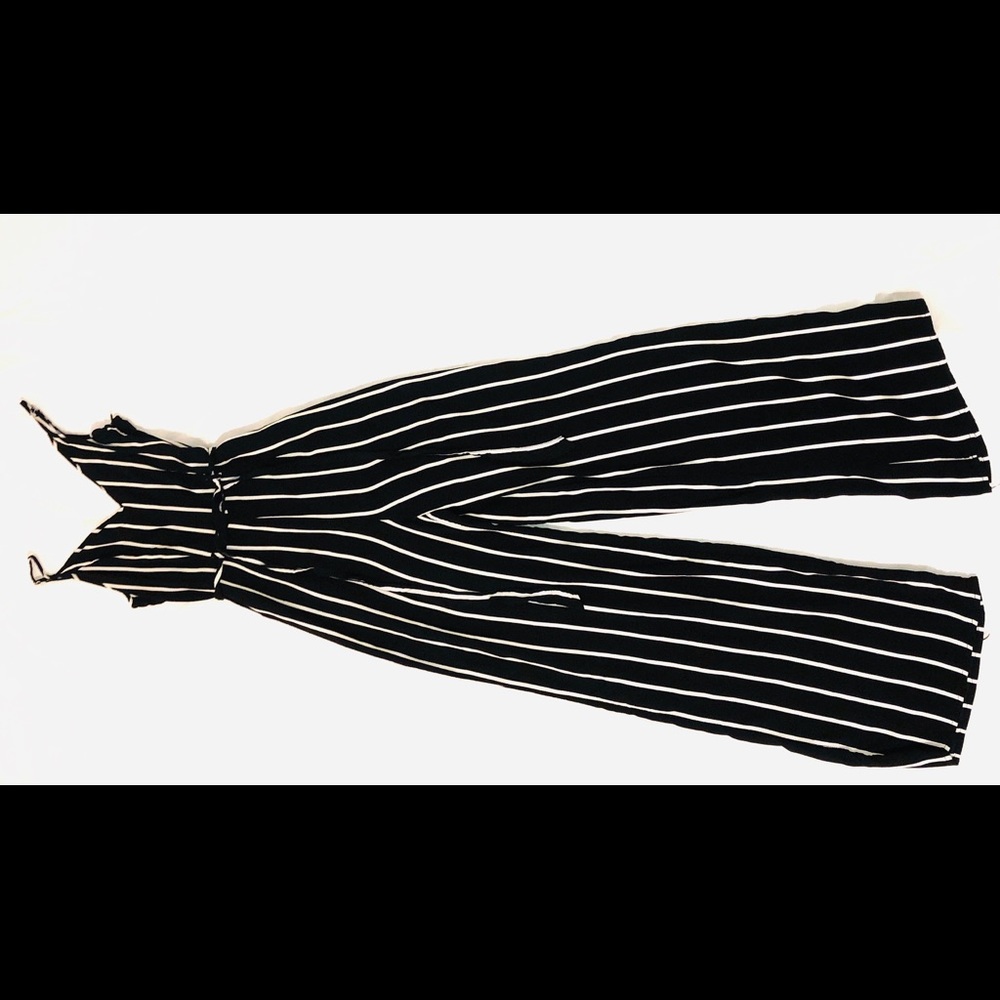 Black with White Stripes Romper
